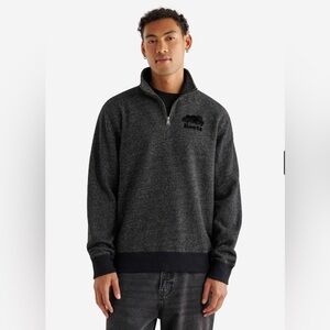 Roots Organic Original Quarter Zip Stein black pepper. Mens XXL. Unisex